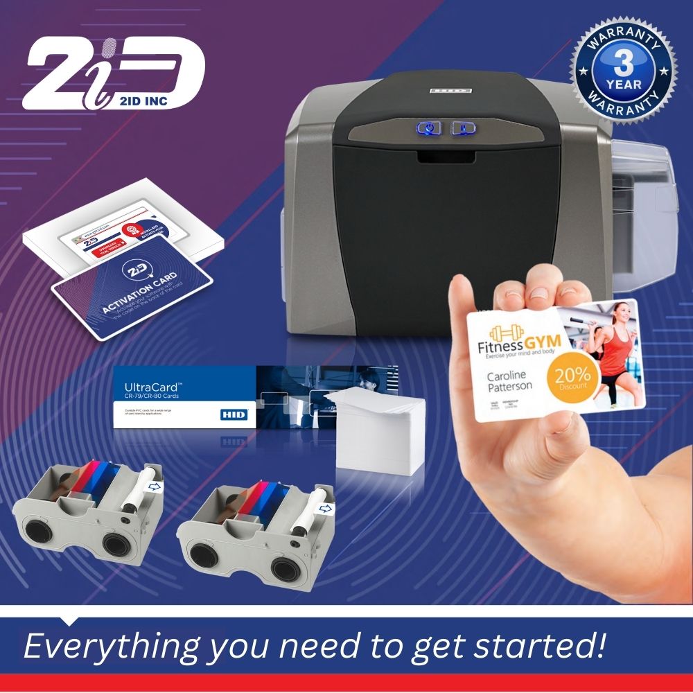 HID FARGO DTC1250e Single-Sided PVC ID Card Printer Bundle